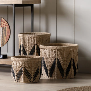 Cameroon Baskets Natural & Black (Set of 3) - KC at HOME