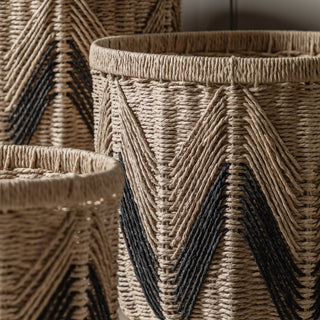 Cameroon Baskets Natural & Black (Set of 3) - KC at HOME