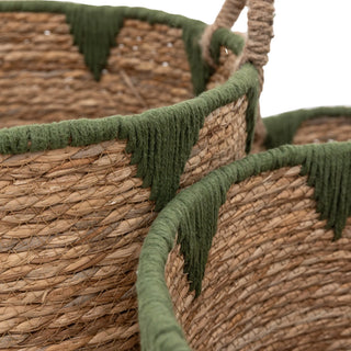 Elgon Baskets Natural & Green (Set of 3) - KC at HOME