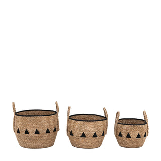 Alid Baskets Natural & Black (Set of 3) - KC at HOME