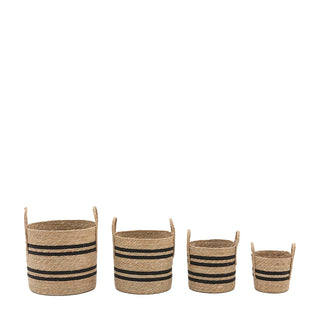 Storage Basket Black Stripe Nest (Set of 4) - KC At Home