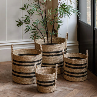 Storage Basket Black Stripe Nest (Set of 4) - KC At Home