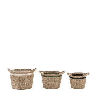 Storage Basket Black White Olive Stripe Nest (Set of 3) - KC at HOME