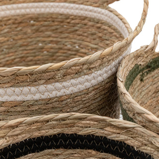 Storage Basket Black White Olive Stripe Nest (Set of 3) - KC at HOME