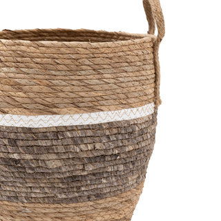 Woven Storage Basket Contrast Stripe (Set of 2) - KC at HOME