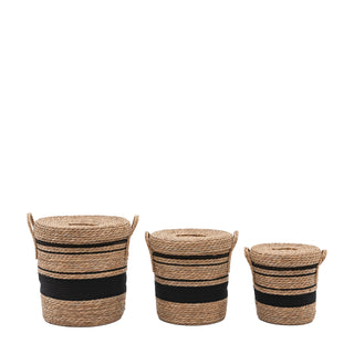 Linen Basket Nest Black Stripe (Set of 3) - KC at HOME