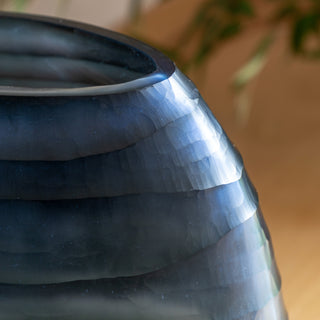Sintra Handblown Carved Glass Vase Ink - Large