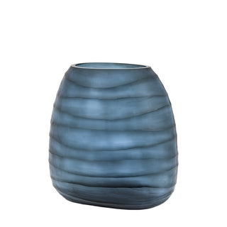 Sintra Handblown Carved Glass Vase Ink - Large