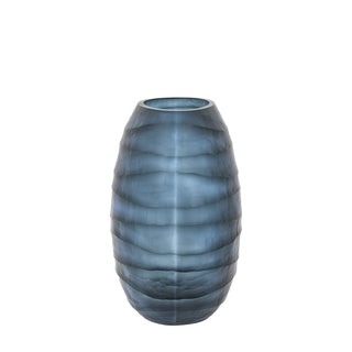 Sintra Handblown Carved Glass Vase Ink - Large