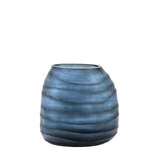 Sintra Handblown Carved Glass Vase Ink - Small
