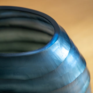 Sintra Handblown Carved Glass Vase Ink - Small