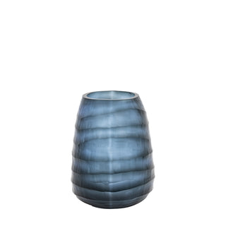 Sintra Handblown Carved Glass Vase Ink - Small