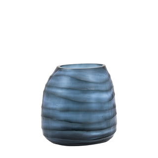 Sintra Handblown Carved Glass Vase Ink - Small