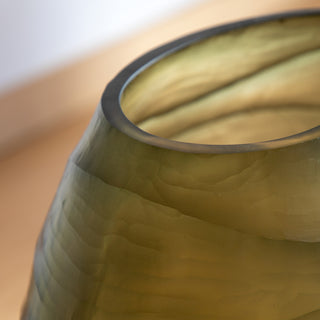 Sintra Handblown Carved Glass Vase Olive - Large