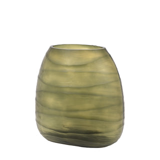 Sintra Handblown Carved Glass Vase Olive - Large