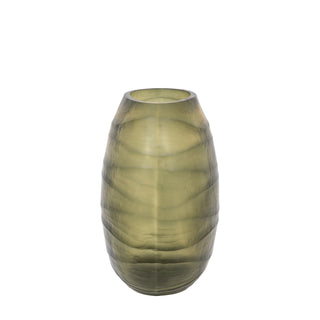 Sintra Handblown Carved Glass Vase Olive - Large