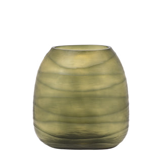 Sintra Handblown Carved Glass Vase Olive - Large
