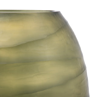 Sintra Handblown Carved Glass Vase Olive - Large