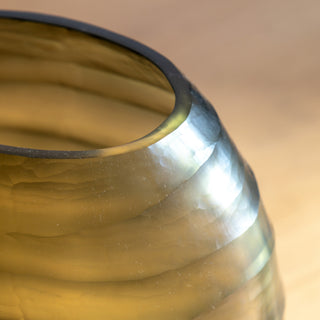Sintra Handblown Carved Glass Vase Olive - Small