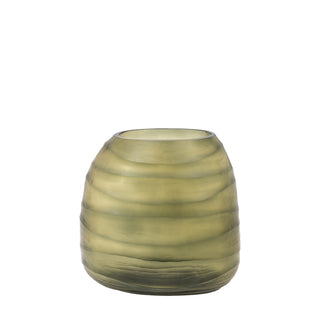 Sintra Handblown Carved Glass Vase Olive - Small