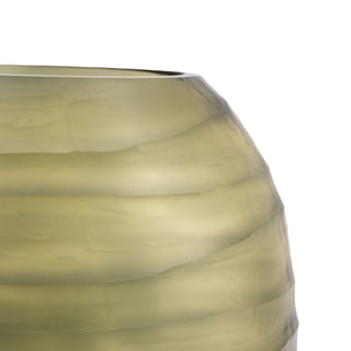 Sintra Handblown Carved Glass Vase Olive - Small