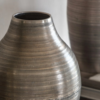 Zahara Hammered Metal Vase Antique Silver - Small - KC At Home