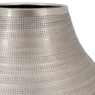 Zahara Hammered Metal Vase Antique Silver - Small - KC At Home