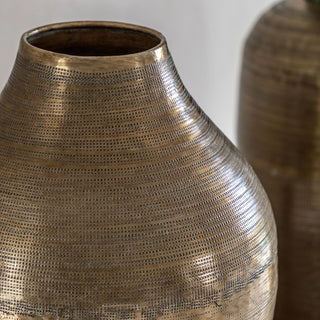 Zahara Hammered Metal Vase Antique Brass - Small - KC at HOME