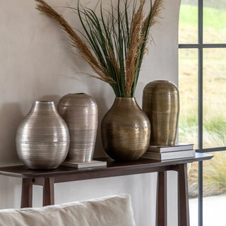 Zahara Hammered Metal Vase Antique Brass - Small - KC at HOME