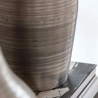 Zahara Hammered Metal Vase Antique Silver - Large - KC at HOME