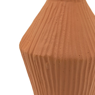 Zahara Ribbed Cast Metal Vase Terracotta - KC at HOME