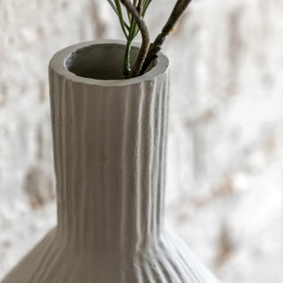 Zahara Ribbed Cast Metal Vast Parchment - KC at HOME