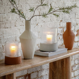 Zahara Ribbed Cast Metal Vast Parchment - KC at HOME