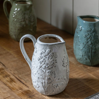 Meadow Embossed Ceramic Jug Stone - KC at HOME
