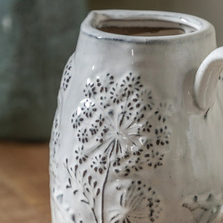 Meadow Embossed Ceramic Jug Stone - KC at HOME