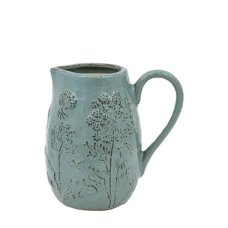 Meadow Embossed Ceramic Jug Duck Egg - KC at HOME