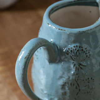 Meadow Embossed Ceramic Jug Duck Egg - KC at HOME