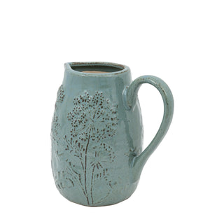 Meadow Embossed Ceramic Jug Duck Egg - KC at HOME