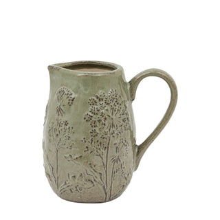Meadow Embossed Ceramic Jug Sage - KC at HOME