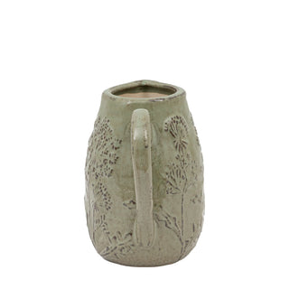 Meadow Embossed Ceramic Jug Sage - KC at HOME