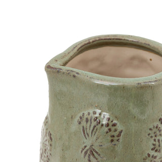 Meadow Embossed Ceramic Jug Sage - KC at HOME