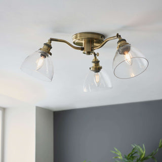Hansen 3 Ceiling Light Antique Brass