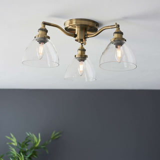 Hansen 3 Ceiling Light Antique Brass