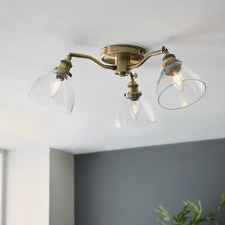 Hansen 3 Ceiling Light Antique Brass