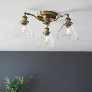 Hansen 3 Ceiling Light Antique Brass