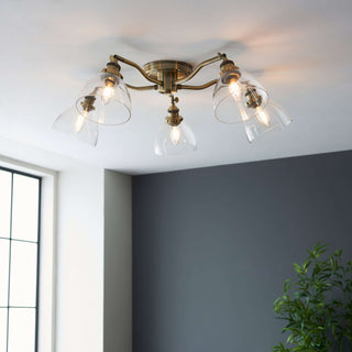 Hansen 5 Ceiling Light Antique Brass