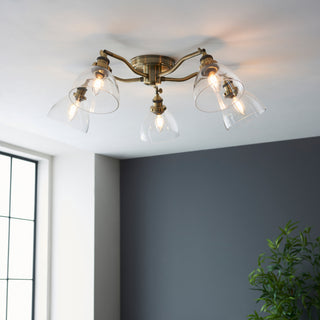 Hansen 5 Ceiling Light Antique Brass