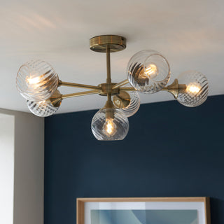 Allegra 6 Ceiling Light Antique Brass