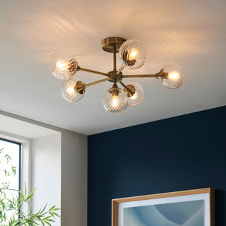 Allegra 6 Ceiling Light Antique Brass