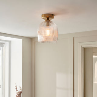 Ashcroft Ribbed Ceiling 1 Light Brushed Aged Brass